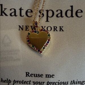 kate spade Gold Heart Pendant with Rainbow Stones